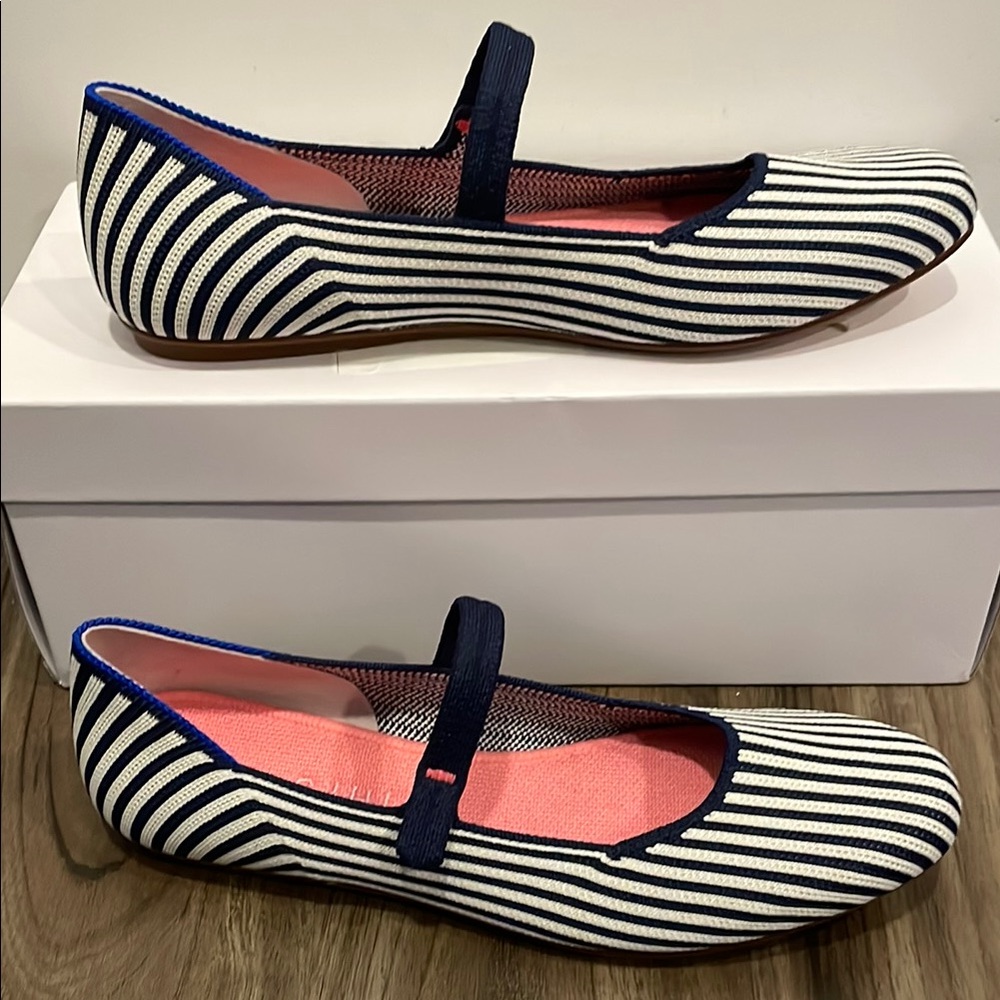 Rothy's Blue and White Stripped Mary Jane